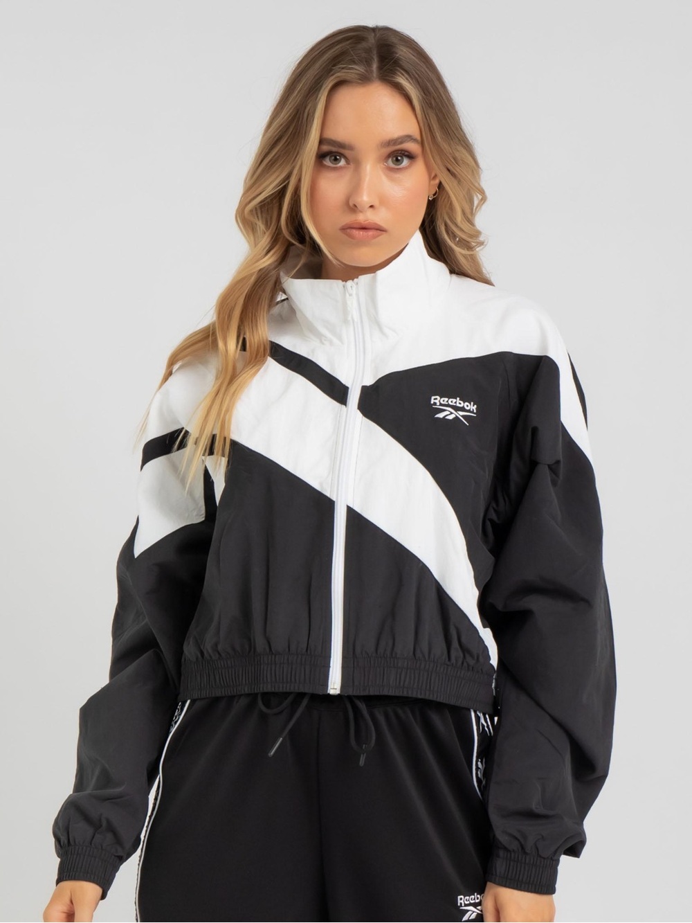 Reebok Classics Vector Cropped Track Jacket Black White Size S